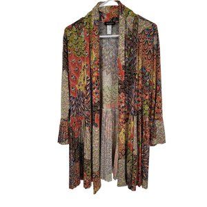 Maxima USA Size Large Womens Top Art to Wear Open Front Bell Sleeve Blouse